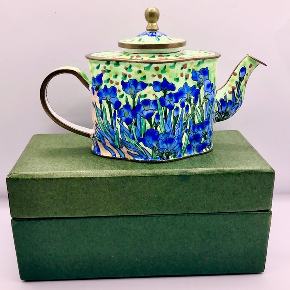 Vincent - Kelvin Chen Enamel Mini Hand Painted Teapot - Very Rare - Picture 2 of 8